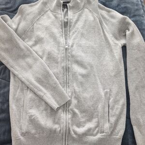 RW&CO. Light Gray Full-Zip Men's Sweater